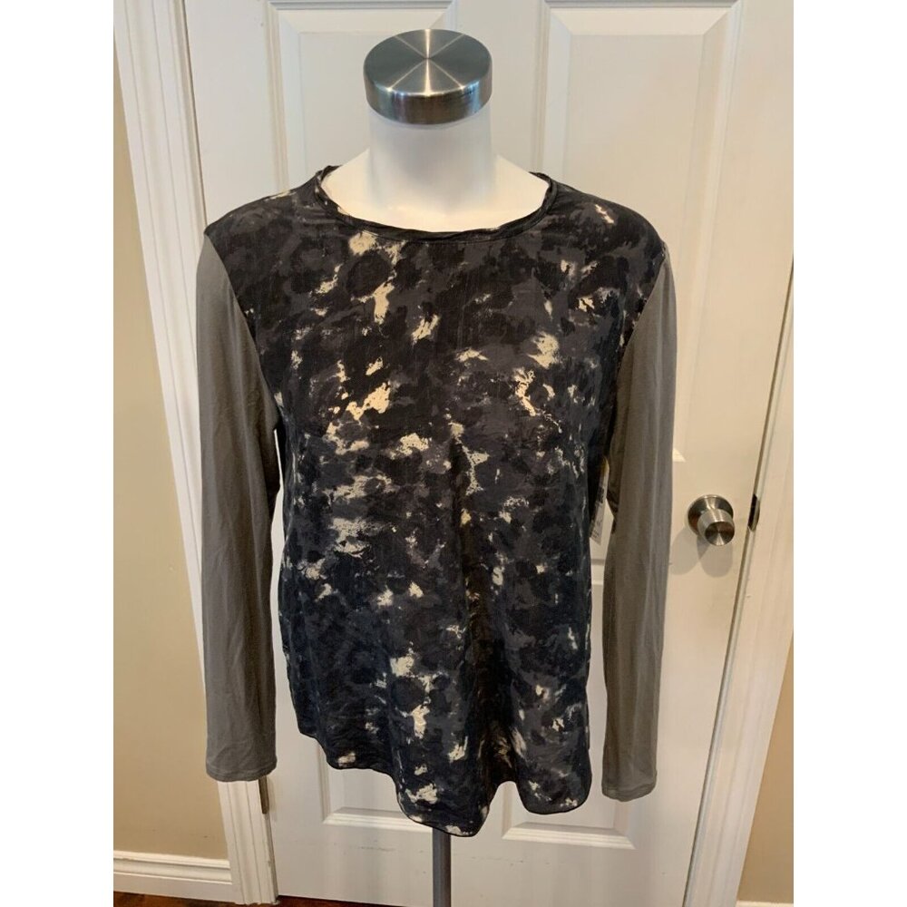 Les Copains Gray Splatter Print Long Sleeve T-Shirt, Size 8 (US) 42 (IT)